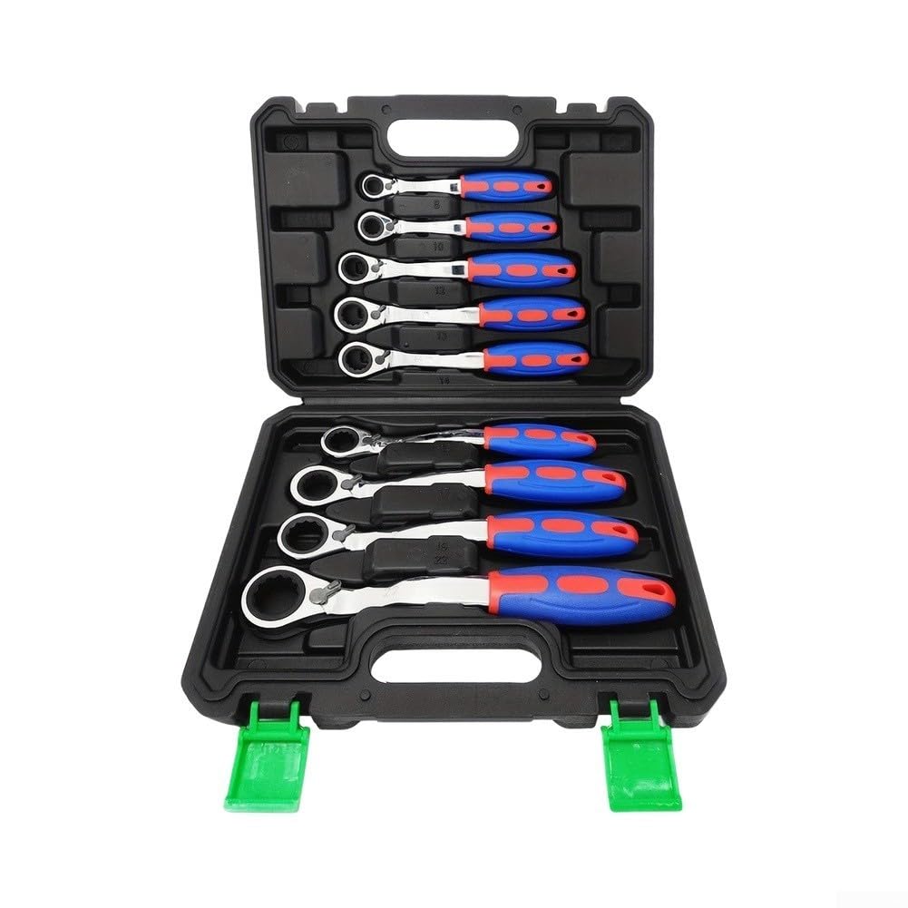 Set di chiavi a cricchetto, 9 pezzi, 72 denti per kit di chiavi