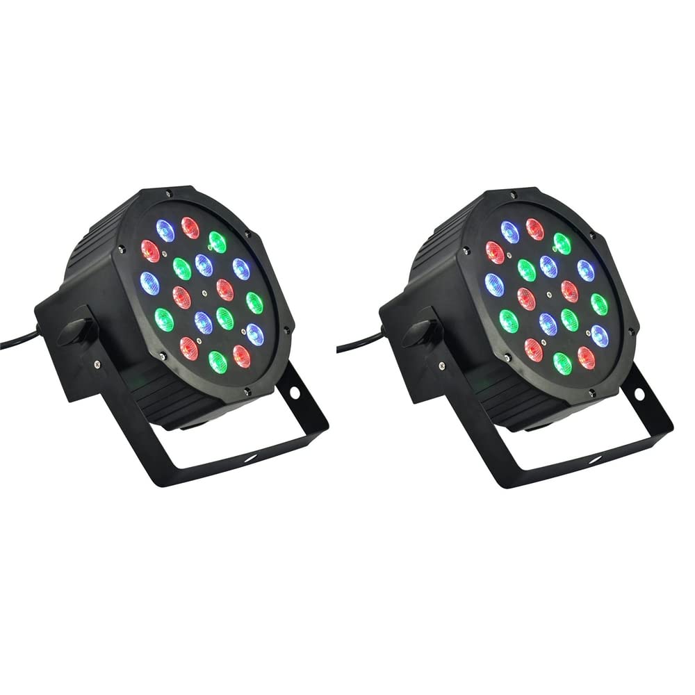 TEMPO DI SALDI 2 X Faro 18W Rgb Sensore Sonoro 18 Led Vari Colori Discoteca Luce Colorata