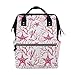 Mochila rosa acuarela coral patrón de estrellas de mar de gran capacidad, bolsa de viaje