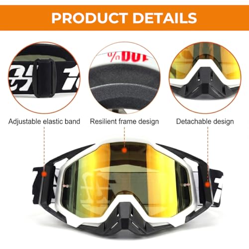 Image of PROBEROS Dirt Bike Goggles, Motorcycle Riding Goggles UV Protection Motocross Glasses for Motorcycle Helmet Riding Anti-Fog Windproof Comfort Fit