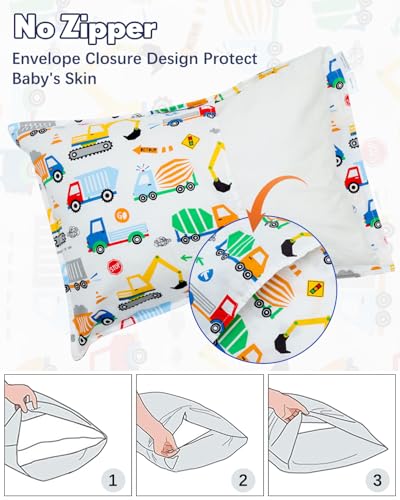 Image of ALVABABY Toddler Pillowcases 2 Pack Cotton Kids Pillow Cover Fit 13 inchx 18 inch or 14 inchx20 inch Envelope for Girl Boy Travel