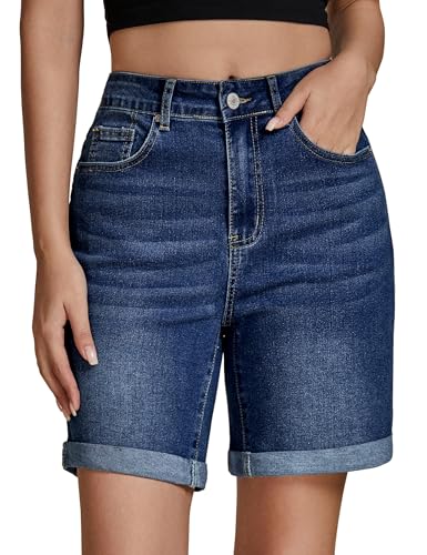 Vetinee Plus Size Shorts Denim Shorts for Women UK Dark Blue Size XX-Large Fits UK 24-26