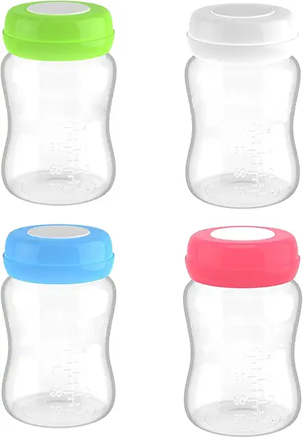 4 Pieces 180ml Breast Milk Storage Bottles with Silicone Gasket - Borstvoeding Flesjes