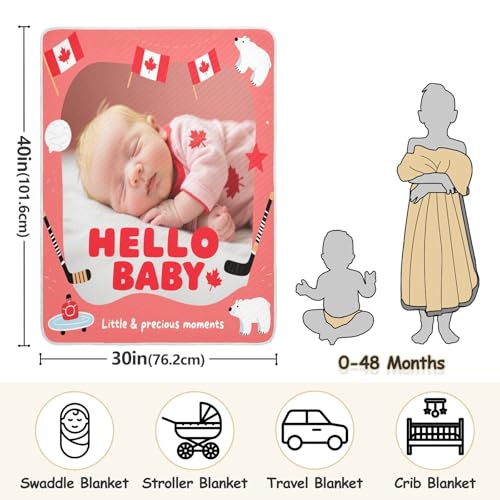 Custom Cute Baby Picture Canada Flag Red Security Blankets Cozy Customization Bunny Blanket for Girls or Boys 30x40in mantitas para Bebes recien nacidos3