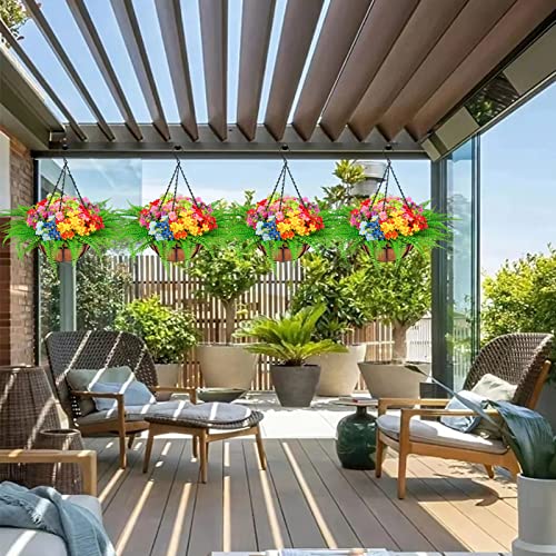 Shyshining Outdoor Hanging Planter With Basket 10 Artificial Fake Flowers Uv Resistant, Faux Plastic Greenery Gypsophila For Indoor Garden Porch Window Box Home Wedding Decor (Hanging Flowers) #TOP7
