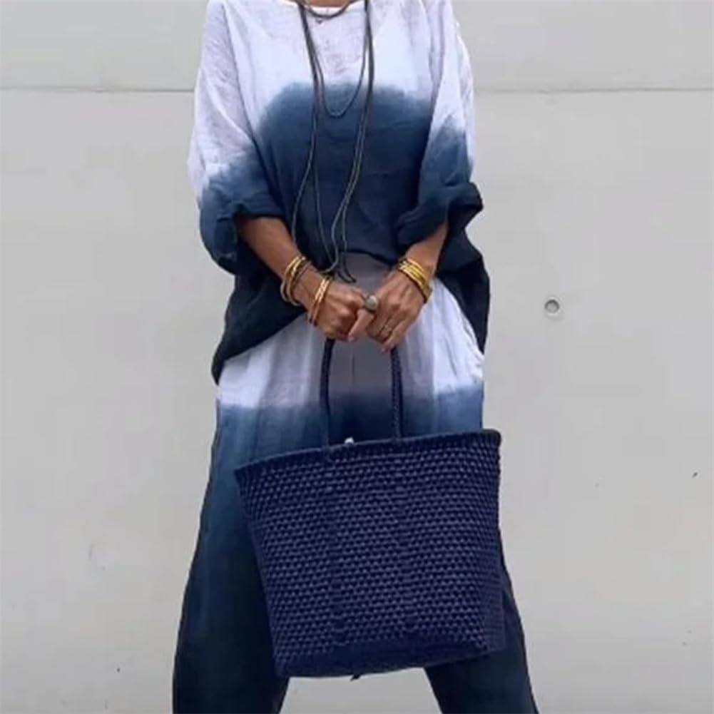 Set da donna casual e confortevole sfumato due pezzi Abiti estivi in lino per le donne Gamba larga Set di pantaloni a palazzo