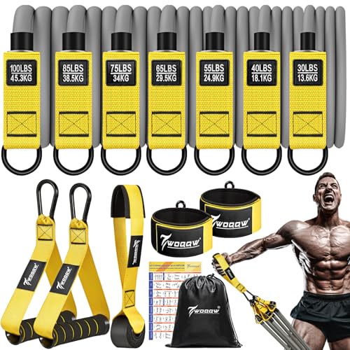 Image of WOQQW Heavy Resistance Bands for Working Out, 350lbs /450lbs Exercise Bands with Handles, Workout Bands Set for Men, Fitness Weight Bands for Muscle Strength Training,Stretching,Slim,Home Gym Equipment