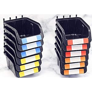 Pegboard Bins Kit 12 PACK Black Pegboard Parts Storage Tool Peg Borad Workbench Bins Organize Hardware,Attachments…