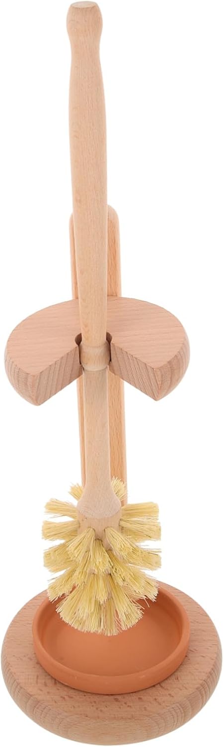 Ceramic Base Toilet Brush with Soft Bristles Bathroom Cleaning Accessory for Toilets Sinks Bathtubs Multi-Surface Use with Holder for Home Office Hotel