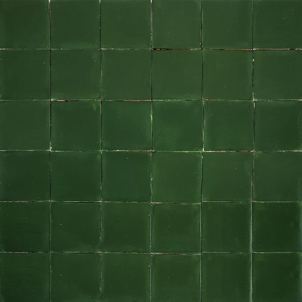 Cerames Azulejos verdes mexicanos monocolor Verde Esmeralda Delgado - azulejos de mosaico, azulejos ceramica monocromáticos para cocina, baño | Un paquete de 90 baldosas verdes ceramica 10,5x10,5 cm