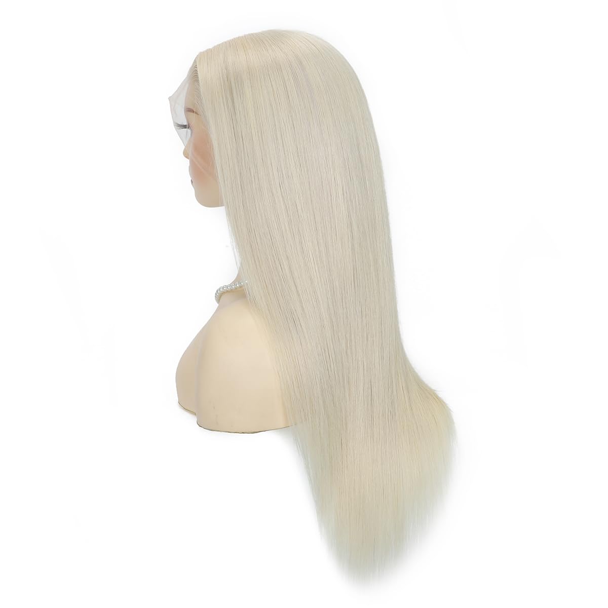 Peruka damska z prawdziwych włosów 60# biały blond Full Lace Wig, ludzkie włosy 100% Remy przezroczysta koronka wstępnie plucked 30 cm
