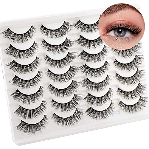 Newcally F752-3 Lashes False Eyelashes Cat Eyes Wispy Natural Faux Mink Lashes 14 Pairs Pack Light Volume Short Fake Eye Lashes Multipack thumb #1
