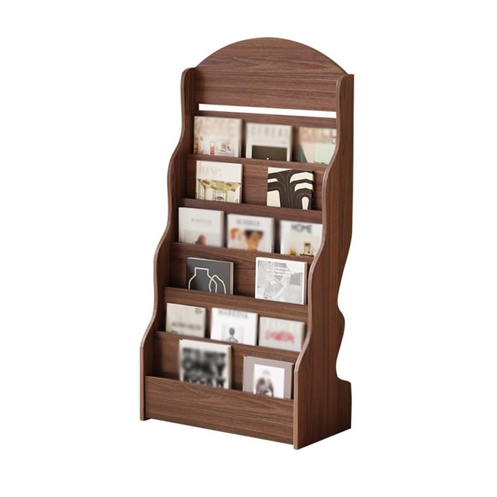 Jianjunchaling Walnut Wall Brochure Storage Information Display Rack Bookshelf Magazine Newspaper Display Floor Office Racks For Office, Trade Show, Exhibitions(Walnut)