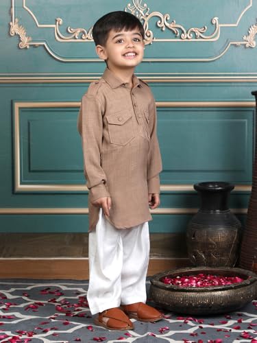 Image of POLKA TOTS Boys Cotton Pathani Set | Premium Pathani Kurta & Pyjama Set for Boys | Kurta Pajama for Kids Boy | Pathani Suit for Kids, Baby Boys & Toddlers | Ethnic Wear for Boy