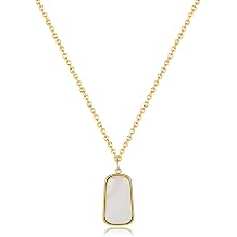 Natural White Shell Cross Pendant Necklace For Women O-Link Chain Titanium Steel Plated with 18K Gold Color Gloss Elegant & Unique