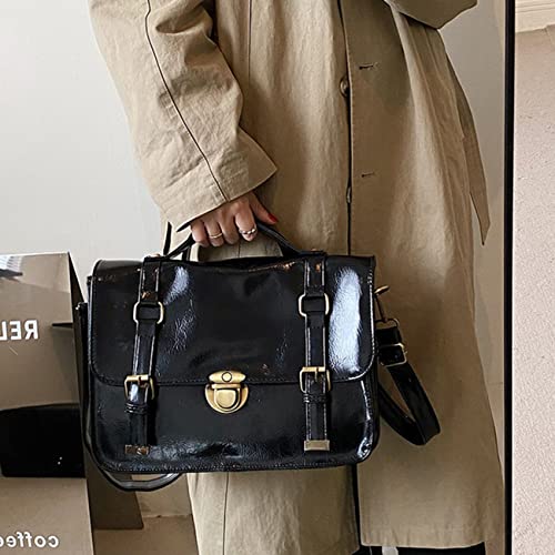 Vintage Messenger Bag for Women Japanese PU Leather Top Handle Briefcase Satchel Shoulder Bag For Office Work College3
