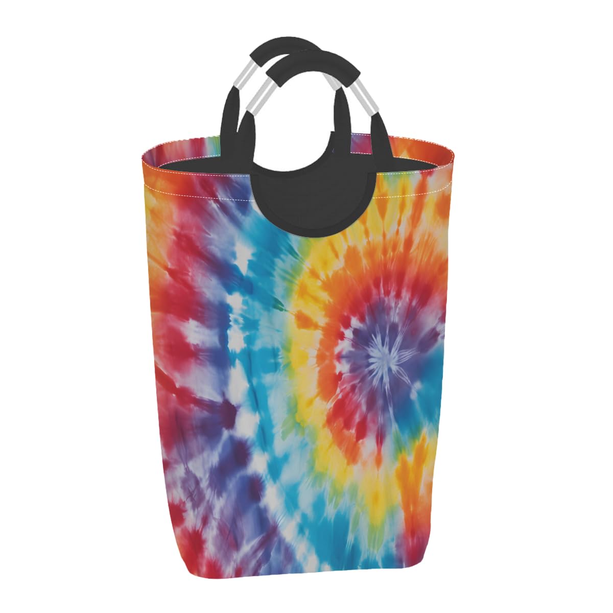 AUUXVA Collapsible Laundry Baskets Tie Dye Rainbow Laundry Hamper Large Dirty Clothes Basket with Handles Washing Bins Toys Storage Organizer for Nursery Dorm Bedroom Bathroom