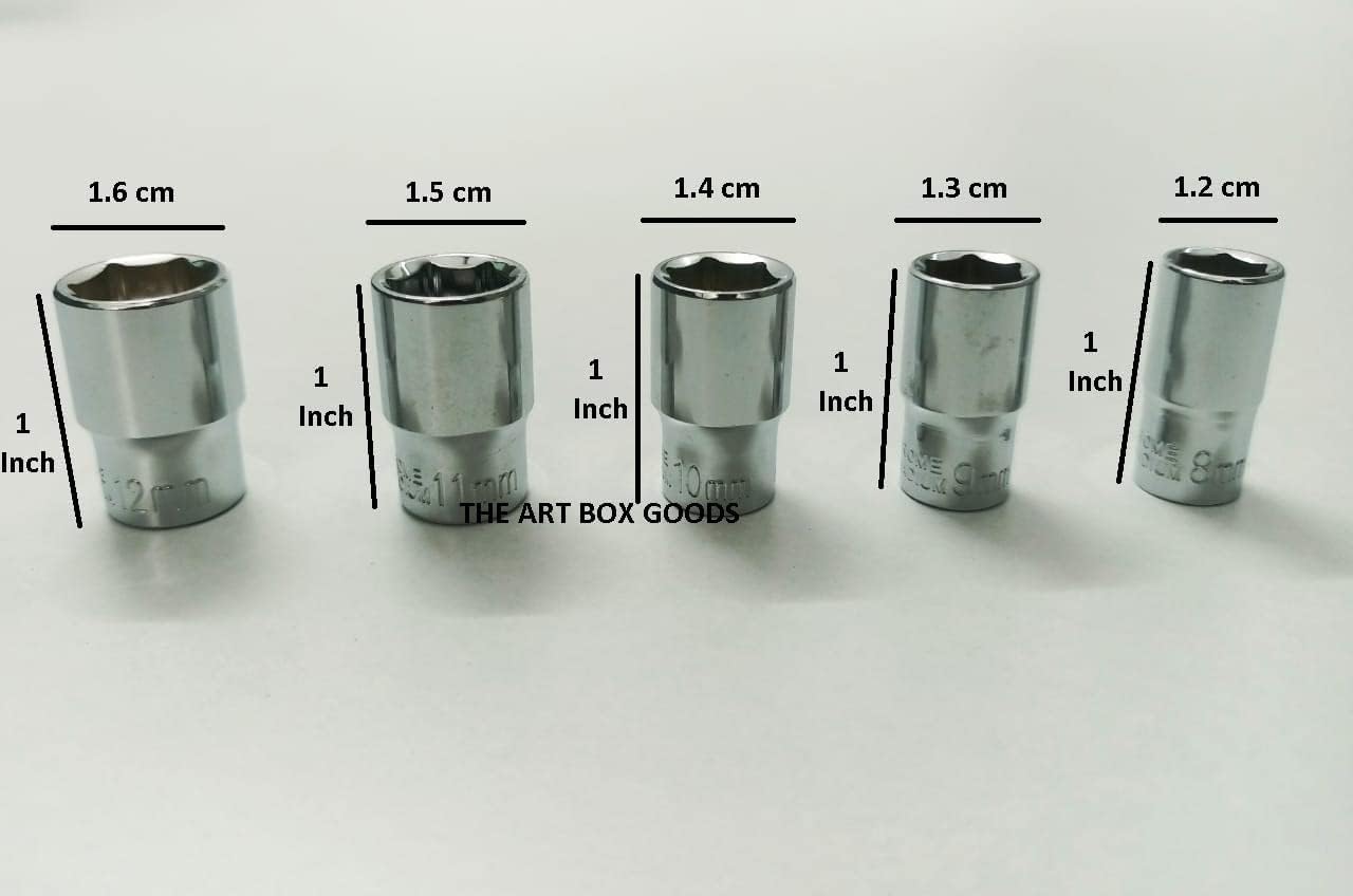 1/4" T - Handle with 8, 9, 10, 11, 12 mm Sockets and 2 in 1 CRV Screw Driver 4" Long Combination Sets (Combo 9)