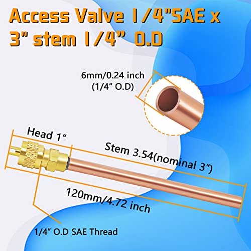 Bullet Piercing Valve With Service Access Valve, Line Tap Valve Compatible With 1/4, 5/16, 3/8 Inch Outside Diameter Pipes, 1/4 Sae Brass And Copper Filling Access Valves For Air Conditioners Hvac #TOP4