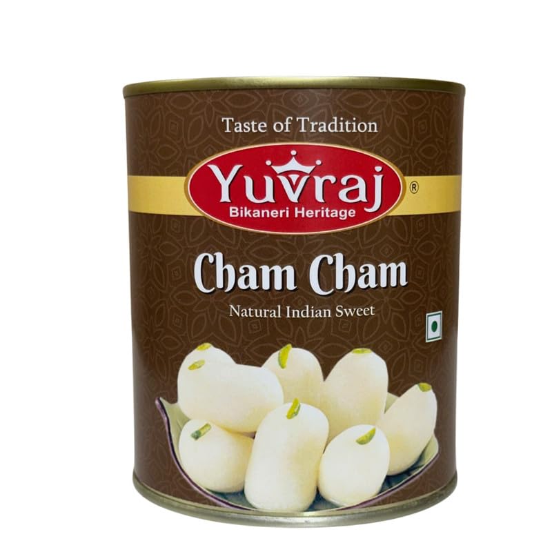 Image of Yuvraj white cham cham 1 kg bikaneri sweets tin pack