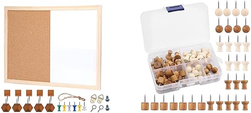 Juego de 70 pizarras blancas pequeñas combinadas, tablero de corcho de 16 x 12 pulgadas, marco de madera magnético de borrado en seco, mini tablero