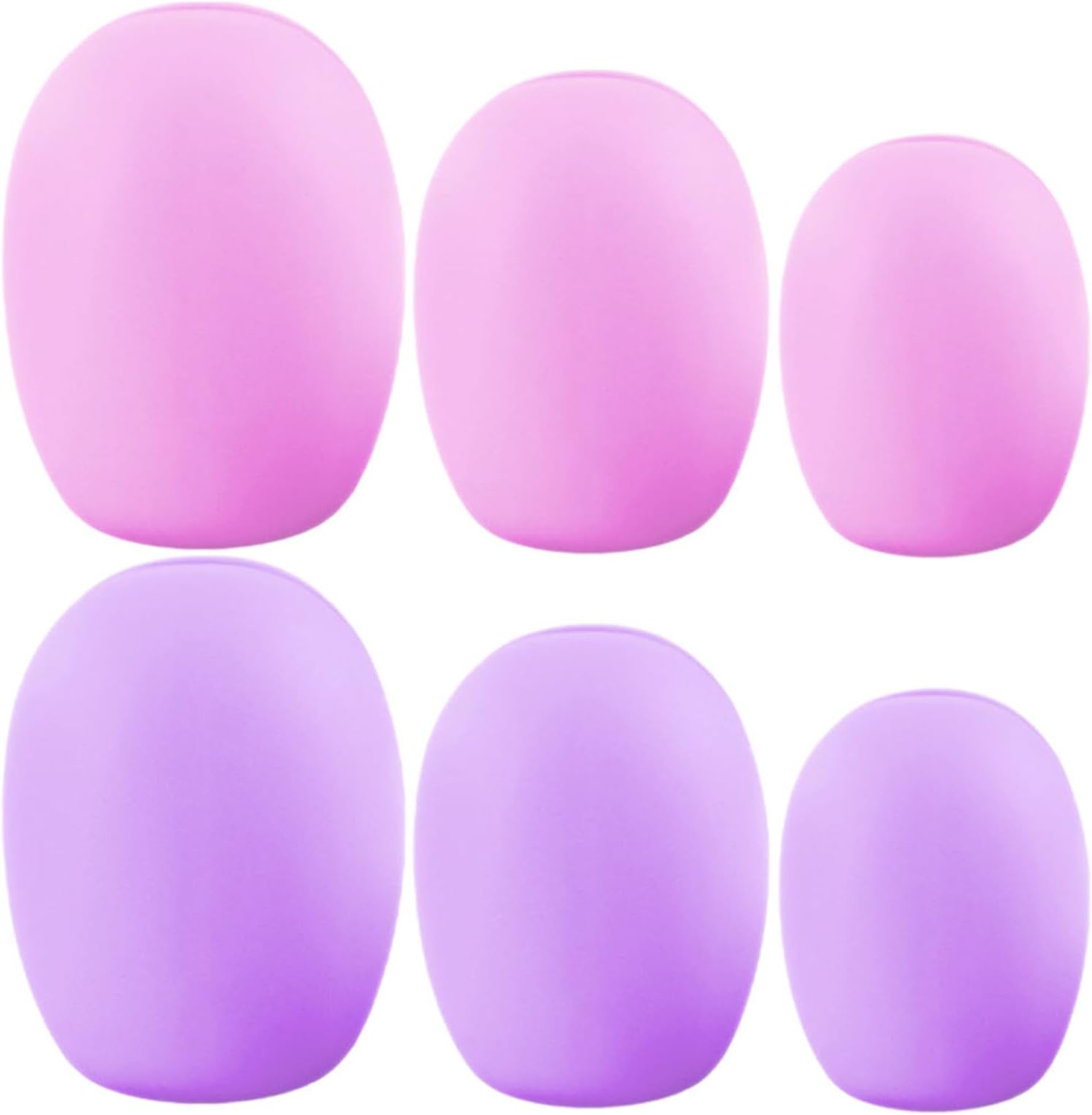 6pcs Makeup Brush Protector Covers Silicone Dustproof Storage Caps for Foundation Eyeshadow Brushes in Light Purple and Pink