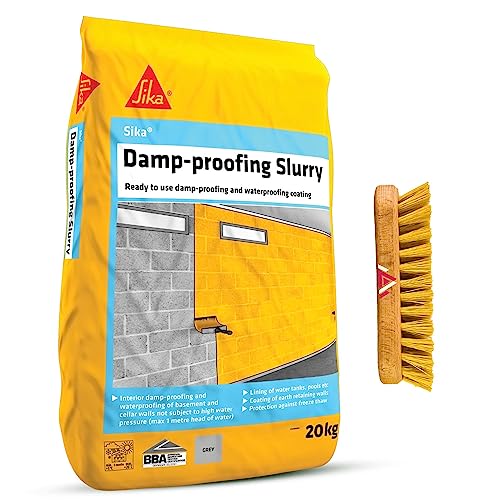 Sika Damp Proofing Slurry - High-Performance Waterproofing Solution for Building Foundations Damp Proof Membrane With Perfectonish Scrub Brush (25)