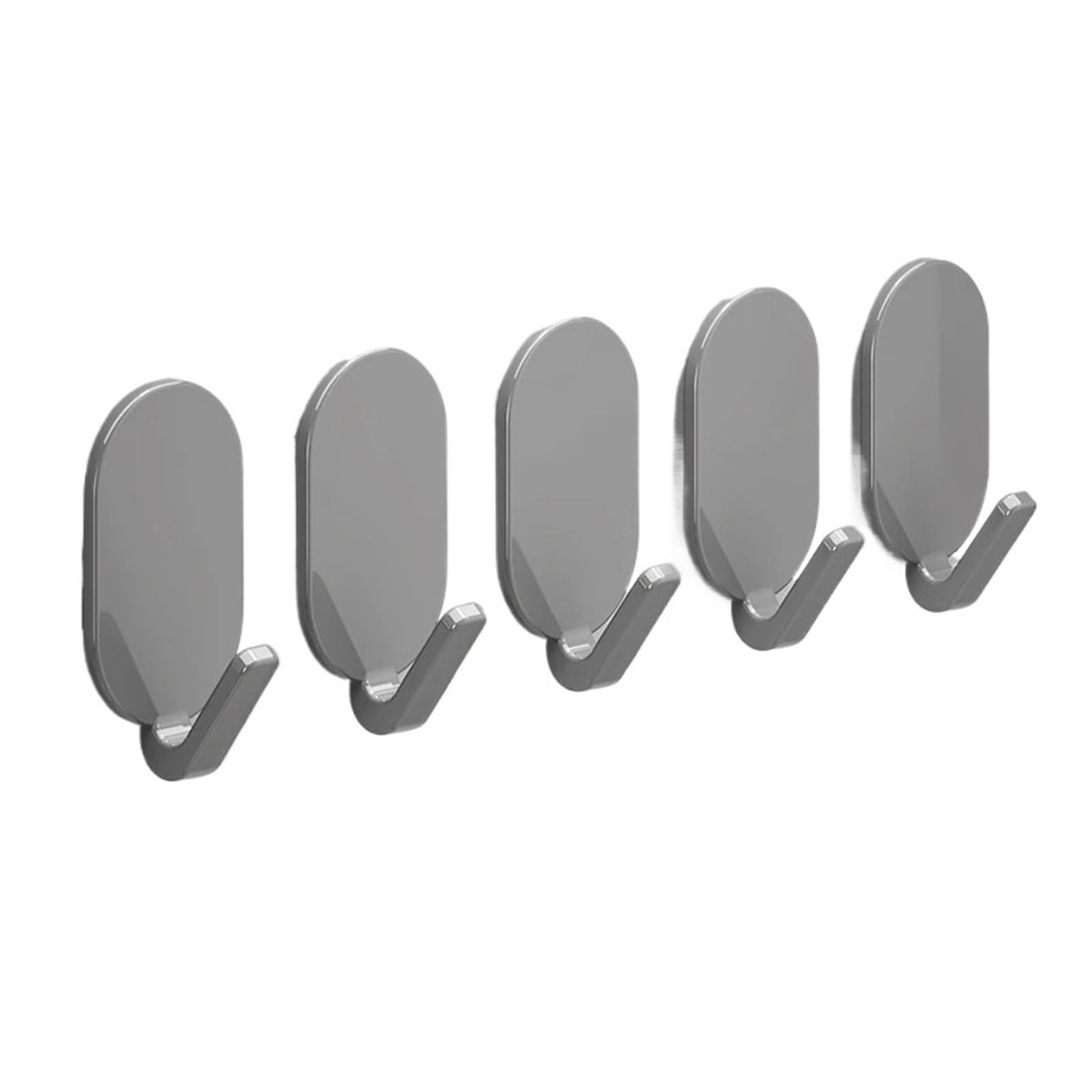 HRXEXSBAM 5PCS Strong Self Adhesive Wall Hooks, Punch-Free Coat Towel Key Bag Hanger for Bathroom Kitchen Home Storage(Grey)