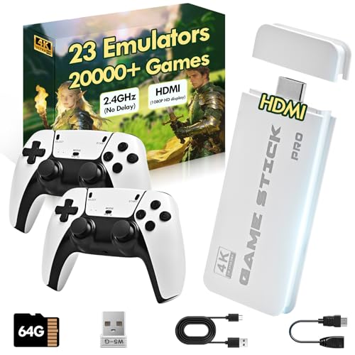 2026 Game Stick 4k 20,000 Games, Retro Gaming Console with Built-in 23 Emulators, HDMI Output, 64G...