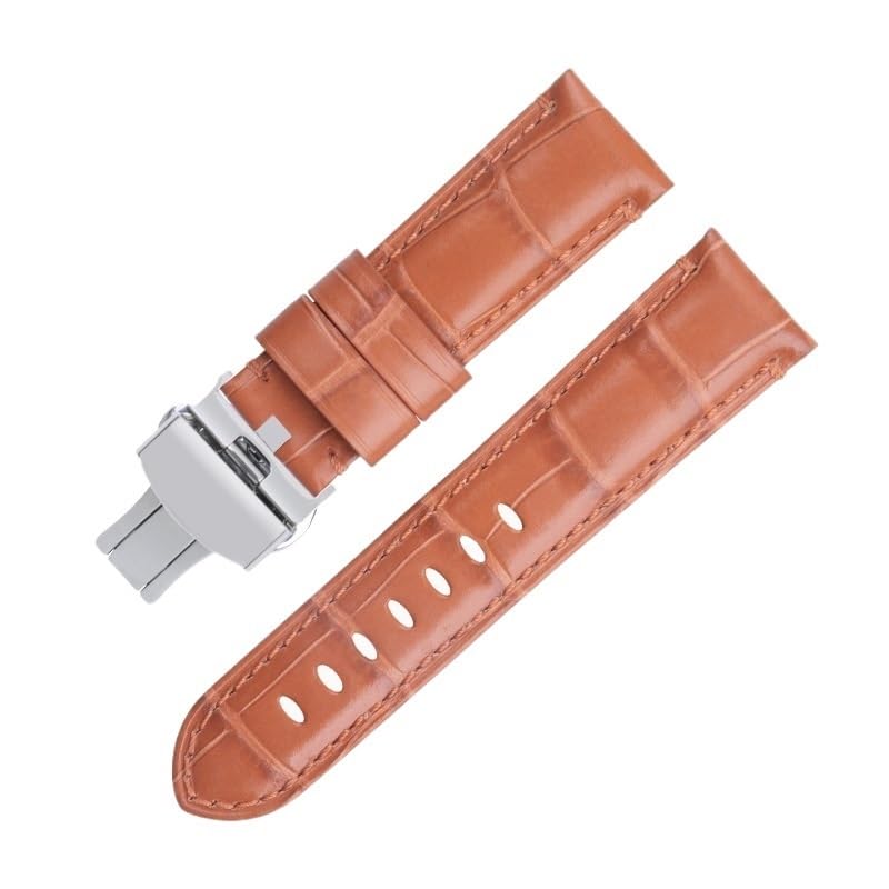 Bracelet de montre en cuir véritable 20mm 22mm 24mm marron pour PAM441