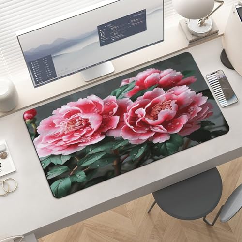 Beautiful Peony Flower Desk Mat Non-Slip Large Mouse Pad miniatura 6
