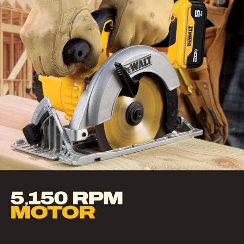 Image of DEWALT 20V MAX 6-1 /2-Inch Circular Saw Kit, with 5.0-Ah Battery and Charger (DCS391P1)