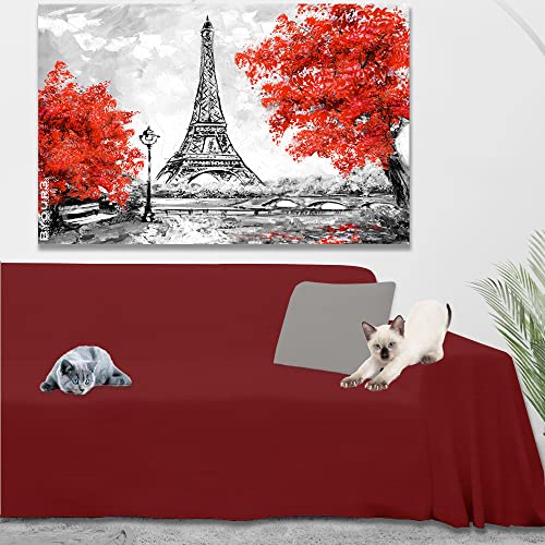 Byour3 - Housse De Canapé Mélangé Coton ÉPAIS 2 3 4 Place Couvre Sofa Universel Aussi pour Canapés d'angle avec Ou sans Accoudoirs Couverture Résistant Lavable Moderne (Panama Rouge, 2 Places)