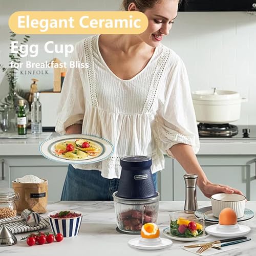 SHSHbuy Eierbecher Set,6 Stück Eierbecher Lustig,Weiss Kunststoff Eierständer mit Ablage,Egg Cups,Runde Eierbecher für Kinder,Frühstück Eierhalter Hart und Weichgekochten Eiern – Bild 8