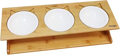 Cuencos para gatos con soporte de madera con pendiente elevada, cuencos elevados para mascotas con soporte oblicuo para gatos, perros, gatitos y disponible en Yaxa Colombia