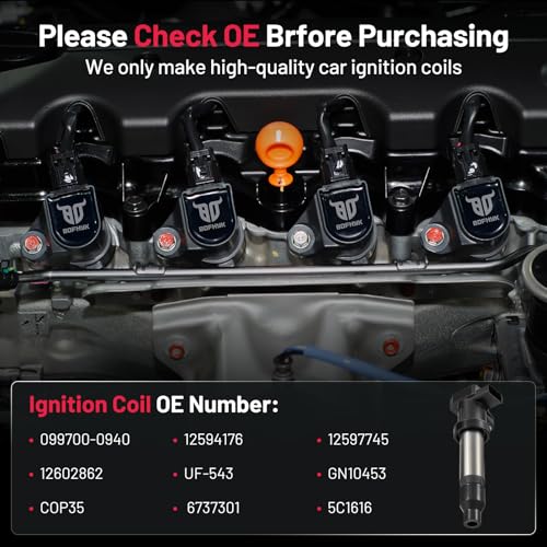 Image of BDFHYK Ignition Coil Packs Compatible with Buick 07-11 Lucerne, Compatible with Cadillac 07-11 DTS, 07-10 STS, 07-09 SRX XLR V8 4.4L 4.6L Coil for UF543 GN10453 COP35 6737301 5C1616 12594176 Set of 4