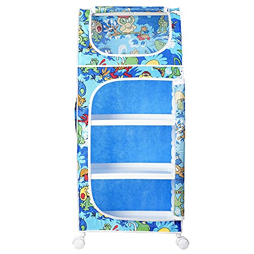 Image of Little One's | 4 Plastic Shelves Baby Wardrobe /Toy Organizer | Jungle Blue | Tb4 /Ab, 109 Cm, 31 Cm, 46 Cm