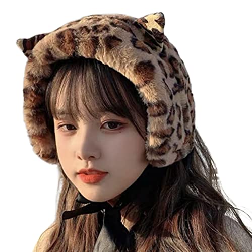 ehbn9 Mode Oreilles de Chat Cache-Oreilles Doux en Peluche Bandeau Chauffe-Oreilles Hiver Chaud Cache-Oreilles pour Femmes Filles Dames activités de Plein air léopard Cover