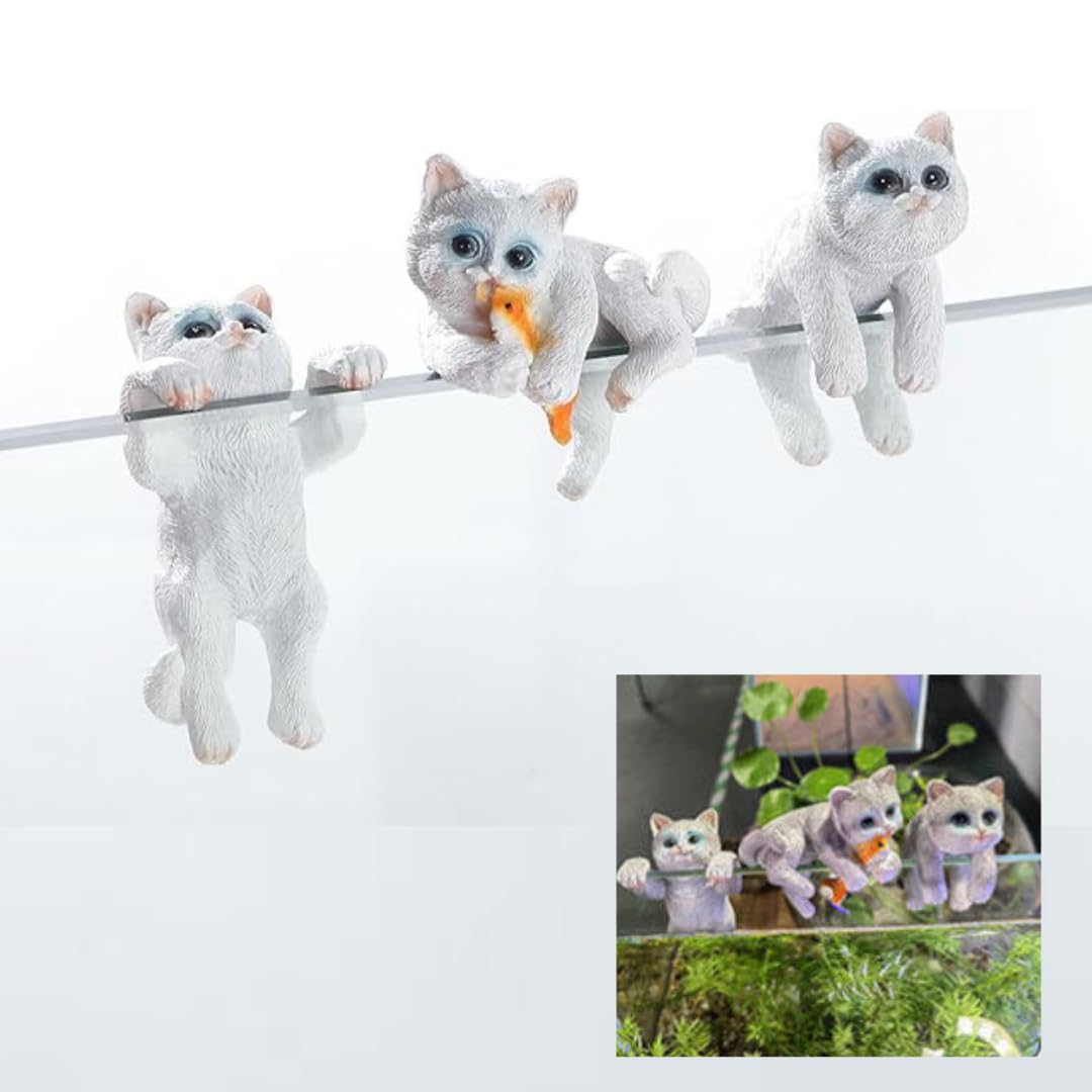 SANSEFERO Premier Plants Cute Tiny Hanging Kitten Cat Decoration Ornament for Fish Tank, Table, Flower Pot, Mini Cat Climbers for Hanging Ornament Decoration Ornament (3 Pcs) (B0CTCT9K46) Amazon Price History, Amazon Price Tracker