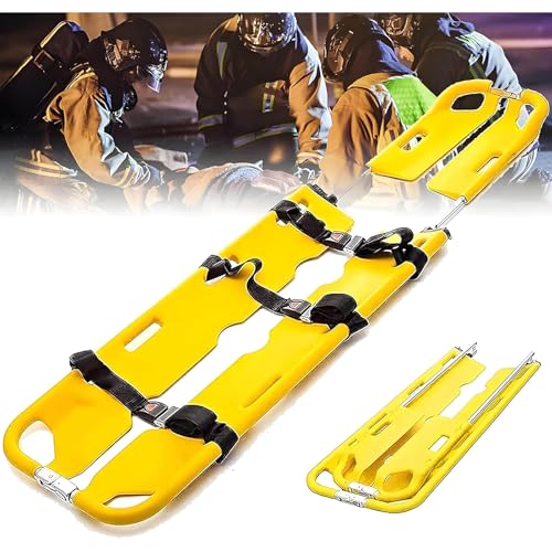 救護用担架 アルミスコップストレッチャー、ストラップと安全ベルト付きの折りたたみ式ストレッチャー、長さ調節可能、緊急救助や救急車での使用に最適(Stretcher)