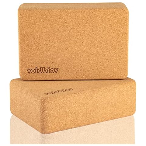 voidbiov Cork Yoga Block Set 2 Pieces 9" x 6" x 3", Professional Bricks for Pilates Home Exercise, Fitness Easy to Grip, Non-Slip Surface Cover