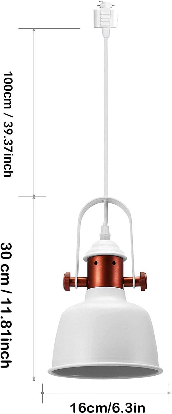 Kiven 1 Pack H Track Mount Pendant Lighting Pendant Restaurant Pendants Decorative Hanging Instant Pendant Industrial Factory Metal Pendant Lamp,White