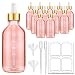 12 Pack 4 oz Pink Glass Dropper Bottles with Plastic Droppers, Gold Caps