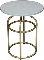 Vista 1 de WFF - Mesa de centro de mármol para sala de estar, marco de metal, resistente y duradera, tamaño opcional (tamaño 15.7 in, 15.7 in, 15.7 in, 19.7 in)