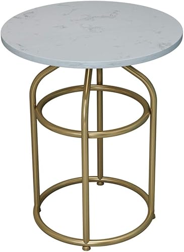 Escritorios WFF - Mesa de café de mármol, para salón, sofá, mesa de metal, resistente y duradera, tamaño opcional, Metal