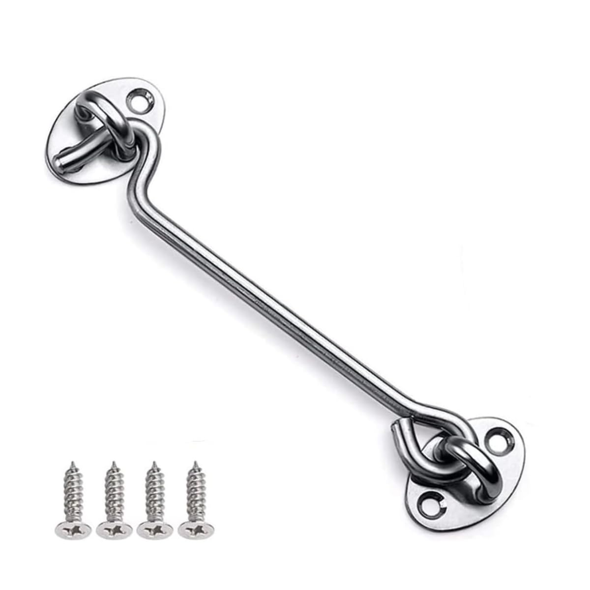 Mgoodoo 200mm Eye Latch Gate Hook,Window Brace Gate Door Catch with Screws,Cabin Hook Door Latch Lock for Window Garage Garden Door Heavy Duty Gate Sliding Door-1PC 8Inch