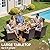 Devoko Dining 7 PCS Furniture, Patio Conversation Set with Acacia Wood Table Top, Outdoor, Beige Cushion and Brown Rattan