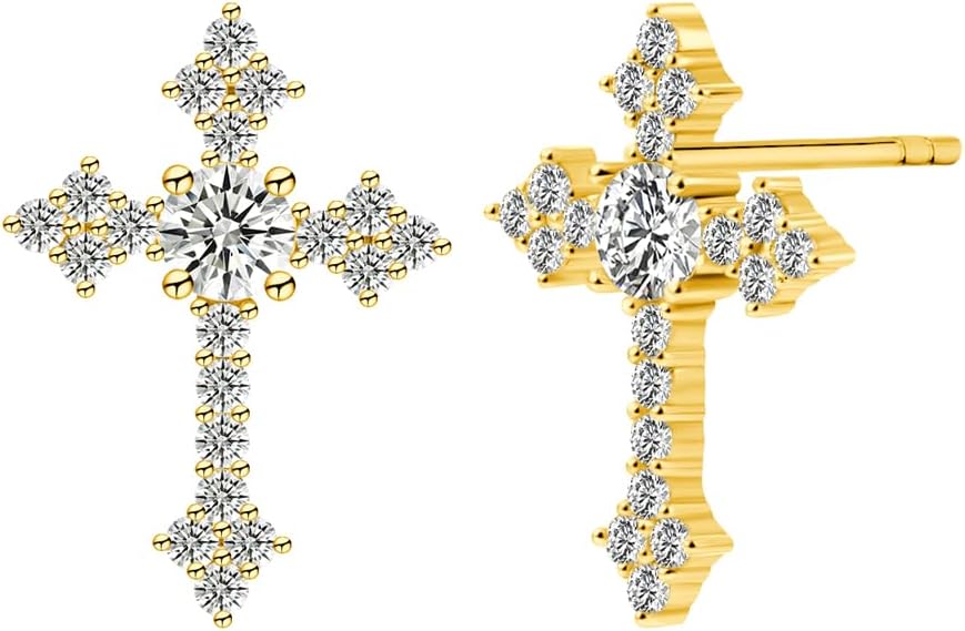 Moissanite Cross Earrings for Men Women, 925 Sterling Silver Cross Stud Eearrings D Color VVSI Moissanite Stud Earrings Crucifix Jewelry - Image 7