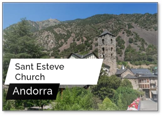 A Panorama of Sant Esteve Church in Andorra La Vella, Andorra., Fridge Magnet