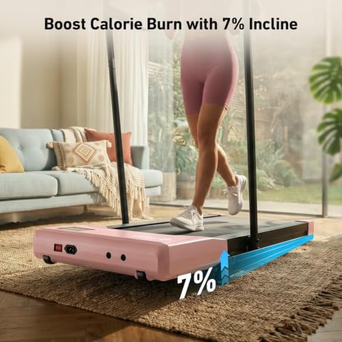Image of DeerRun Walking Pad with 6% Incline, 3 in 1 Under Desk Treadmill for Home Office & Small Spaces, 2.5HP Quiet Walking Pad Treadmill with 300lb Capacity, 0.6-3.8MPH, App & Remote Control